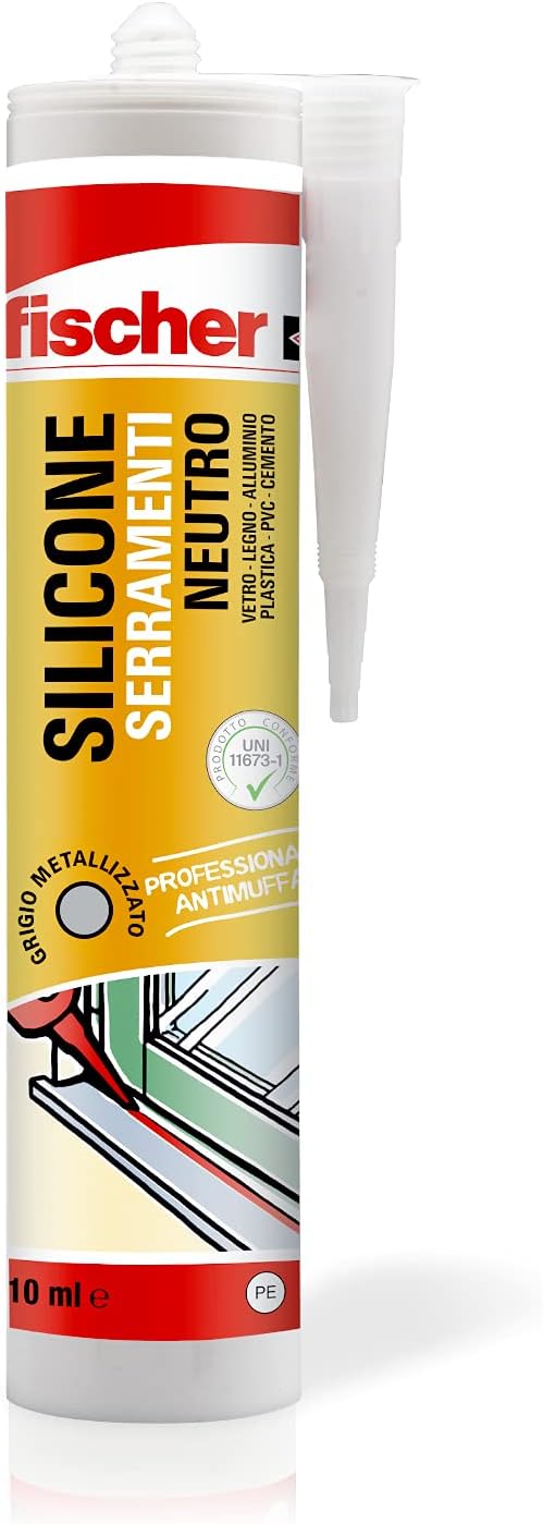 SILICONE SIGILLANTE SNF - 310 ml - GRIGIO METALLIZZATO - FISCHER 71318