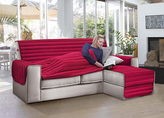 Copridivano Trapuntato Per Divani Con Penisola Modello Simpaty - 190 cm - Grigio