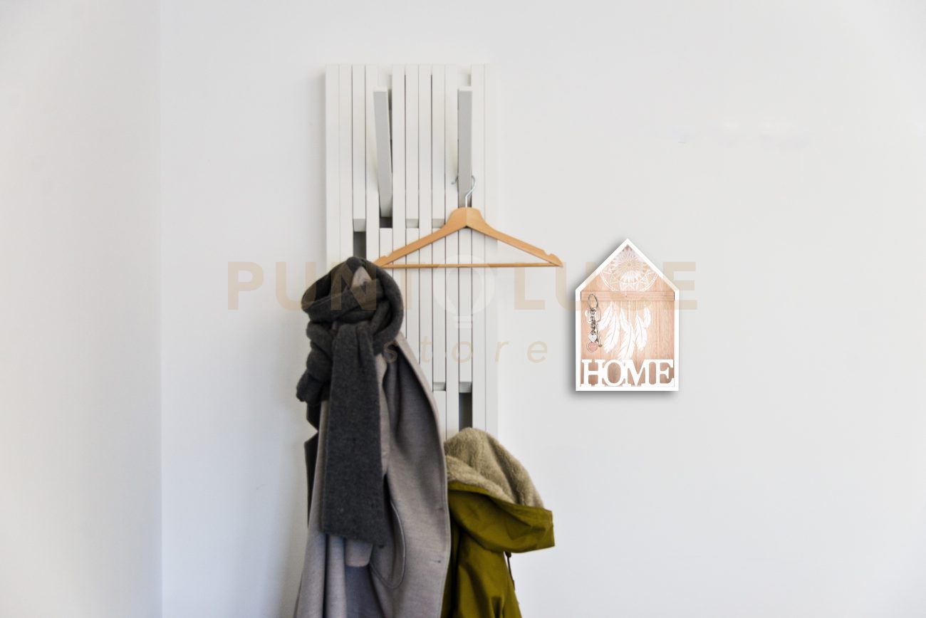 GINA PORTA CHIAVI A PARETE CON SCRITTA HOME LEGNO BIANCO 20X30CM