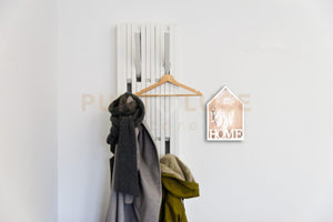 GINA PORTA CHIAVI A PARETE CON SCRITTA HOME LEGNO BIANCO 20X30CM