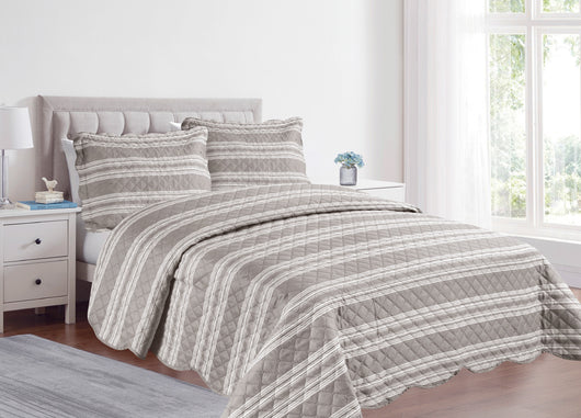 Copriletto Trapuntato Quilt Estivo Piumino 100gr/mq Disegno Pinsonic Infinity - Singolo - Tortora