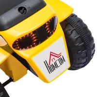 Moto Elettrica per Bambini a 3 Ruote con Luci e Suoni, Batteria Ricaricabile 6V, Velocità 2 km/h, per Bimbi da 18-36 Mesi, 72cmx57cmx56cm Gialla