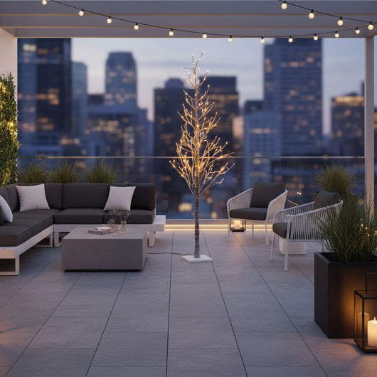 Gemini - Albero di Natale Spoglio Innevato H150 cm con 186 Luci LED