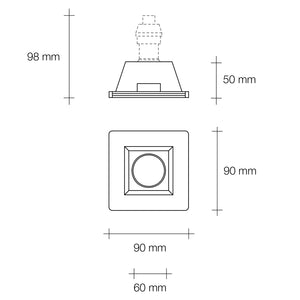 SIRIS faretto da Incasso 1 Luce in gesso bianco attacco GU10 9x9cm