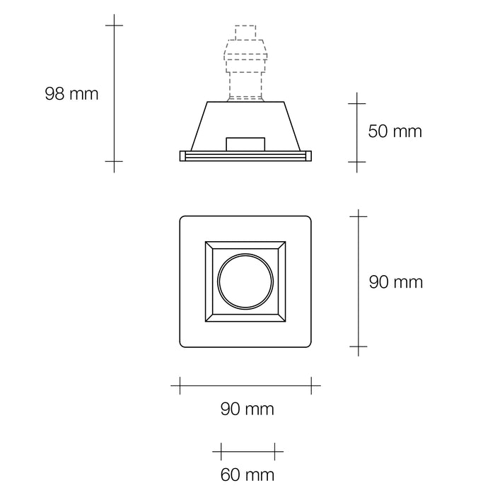 SIRIS faretto da Incasso 1 Luce in gesso bianco attacco GU10 9x9cm