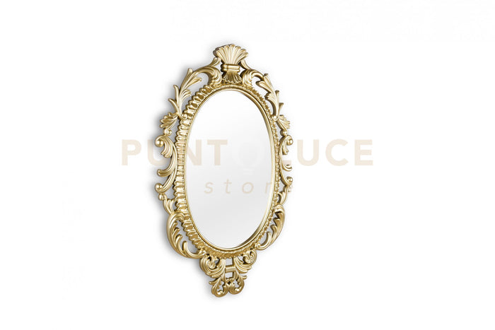 TRIXI SPECCHIO CLASSICO DA PARETE CON CORNICE DECORATA NERA ORO CON GANCI X INSTALLAZIONE ORIZZONTALE E VERTICALE 44,5CM