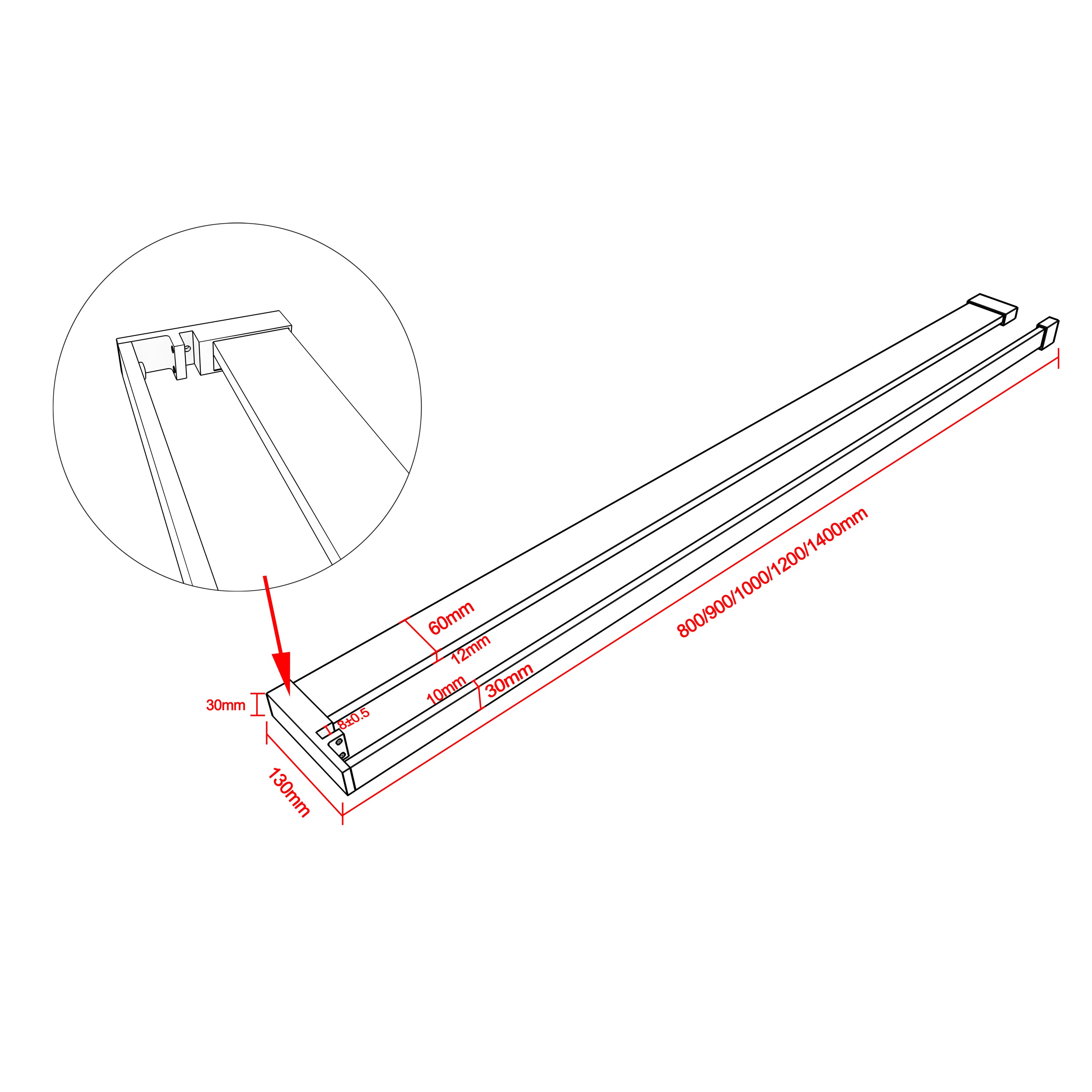 Mensola Doccia per Parete Doccia Walk in 80 cm Alluminio Cromo Lucido Porta-asciugamani Adattabile Vetro da 8 mm