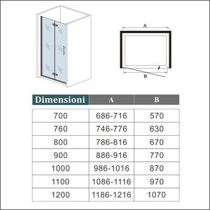 Porta Doccia 110x185 cm Porta Battente Pieghevole in Vetro Temperato Trasparente 6 mm Anticalcare Telaio Dorato Spazzolato