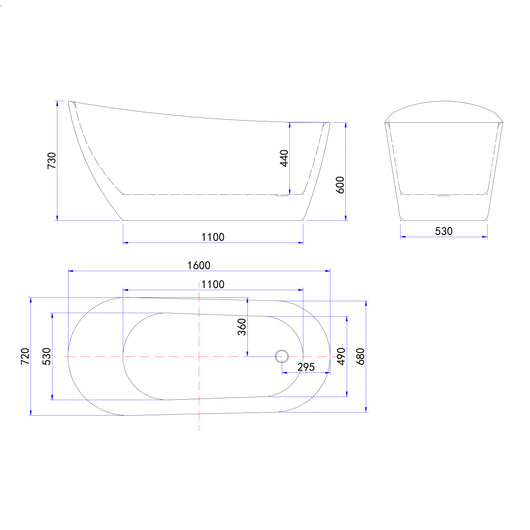 Vasca da Bagno a Isola 160x72x73 cm Vasca da Bagno Freestanding in Acrilico Bianco Ovale Irregolare