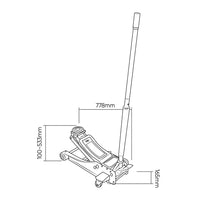 CRIC AUTO A CARRELLO SOLLEVATORE MARTINETTO IDRAULICO 3ton 533mm CON PEDALE JBM