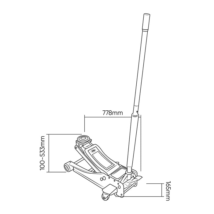 CRIC AUTO A CARRELLO SOLLEVATORE MARTINETTO IDRAULICO 3ton 533mm CON PEDALE JBM