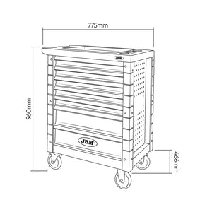 CARRELLO PORTAUTENSILI PORTA ATTREZZI OFFICINA 7 CASSETTI SENZA UTENSILI JBM 54006