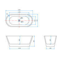 Vasca da Bagno a Isola Freestanding in Acrilico da 150x70x58 cm, Colore Bianco, Forma Ovale