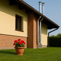 Elemento lineare doppia parete Ø 200/250 mm sp. 0,5 mm h. 1000 mm canna fumaria