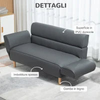 Divano 2 Posti Convertibile in Divano Letto Singolo con Braccioli Regolabili, 164x71x75cm
