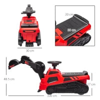 Ruspa Giocattolo con Volante e Benna di Scavo, in PP e Metallo, 100x43x48.5 cm, Rossa e Nera