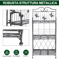 Scaffale Fioriera 3 Ripiani Pieghevole da Giardino Balcone, Metallo, Argento, 44x25x96 cm