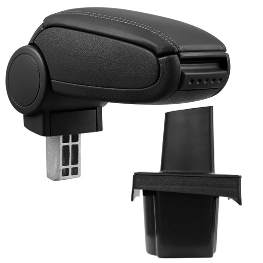 [pro.tec] Bracciolo centrale - Poggiabraccio con vano portaoggetti - imbottito - in similpelle - nero - Skoda Octavia 2