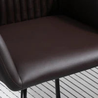 Set 2 Sedie Moderne per Sala da Pranzo, Cucina o Soggiorno, Sedie Imbottite in Similpelle Marrone 60x56.5x85cm