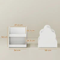 Scaffale per bambini, a 2 livelli con ruote, 4 ripiani, 54x50x56 cm, Bianco