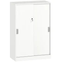Armadietto da Ufficio a 3 Ripiani con 2 Chiavi di Sicurezza, in Truciolato, 80x40x120 cm, Bianco