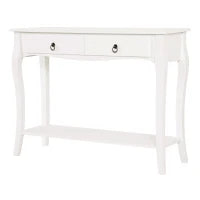 Mobiletto Tavolo Consolle da Ingresso Moderno con 2 Cassetti Casa Legno 100 × 33 × 75cm Bianco