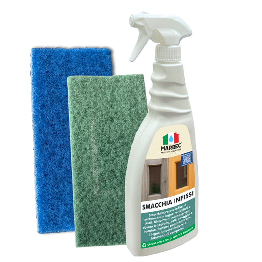 Smacchia Infissi 750ML + Tampone Blu + Tampone Legno