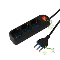 Multipresa ecova 30096 3 posti universali schuko con interruttore luminoso
