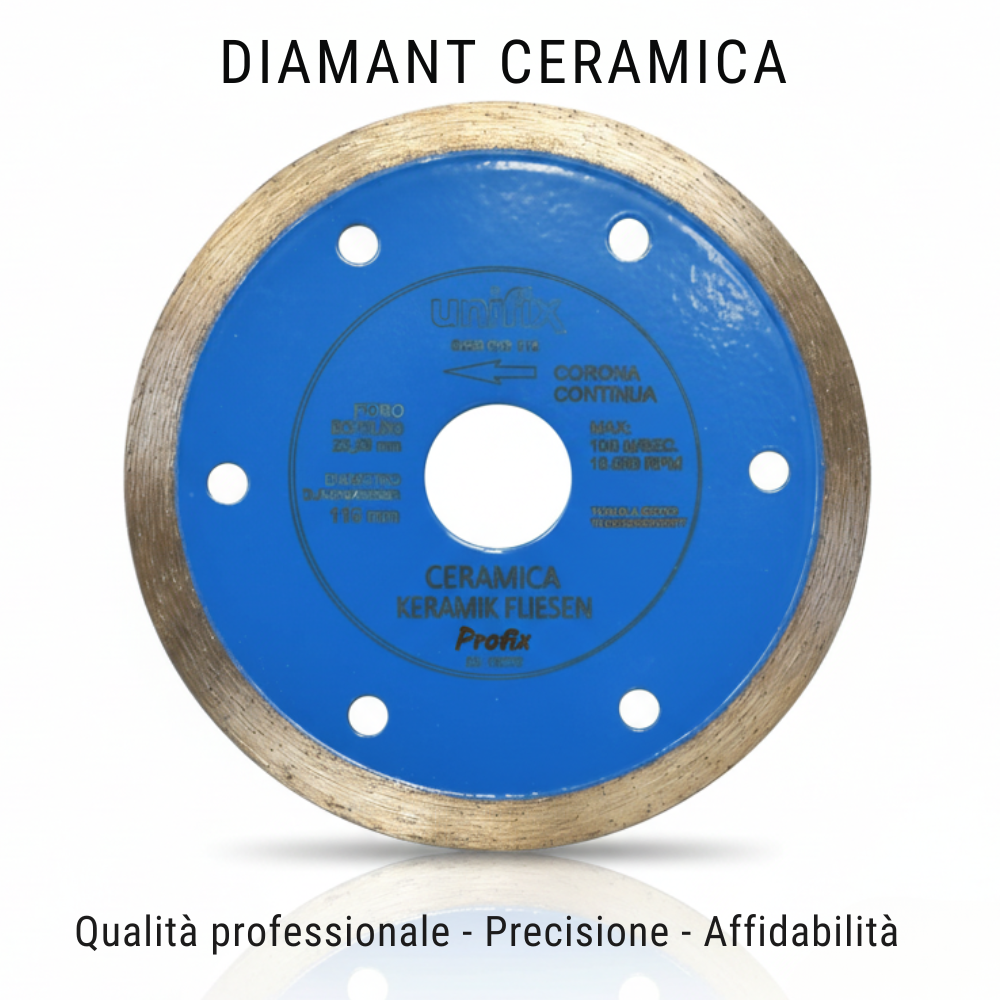 Disco diamantato ceramica per taglio preciso di piastrelle Ø 115 x 1.6 mm