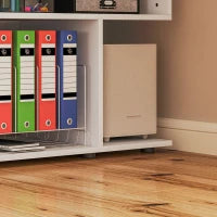 Scrivania Angolare Moderna per Ufficio con 4 Ripiani in Legno Bianco, 120x100x77 cm