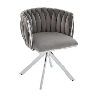 Set da 2 Sedie Girevoli a 180° con Supporto Lombare Ergonomico e Rivestimento Effetto Velluto, 56x50x70 cm, Grigio