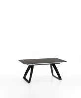 E-STYLO Tavolo allungabile con top grigio scuro in HPL su MDF e gambe in metallo nero, 90cm X 170/270cm H. 76cm.