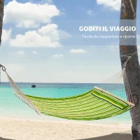 Hammock Amaca da Giardino Doppia per 2 Persone, Dondolo Sospeso da Campeggio in Cotone e Poliestere con Cuscino 188x140cm