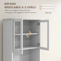 Credenza Cucina Alta con Armadietto a 2 Livelli e 3 Cassetti, Dispensa in MDF, 68x38x172 cm, Bianco|Aosom Italy