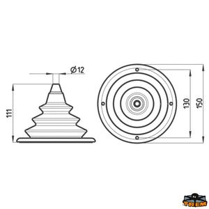 SOFFIETTO NERO CON FLANGIA - FORO Ø 12 X 150