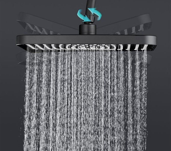 SOFFIONE DOCCIA RETTANGONGOLARE EFFETTO PIOGGIA 19 x 25.8cm NERO OPACACO 87127