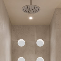 SINED Soffione doccia inox 316L in acciaio inox 316L colore inox rotondo Ø30 cm con finitura inox lucida, resistente alla corrosione, adatto per interni ed esterni, design moderno – Modello Levante SO