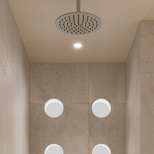 SINED Soffione doccia inox 316L in acciaio inox 316L colore inox rotondo Ø30 cm con finitura inox lucida, resistente alla corrosione, adatto per interni ed esterni, design moderno – Modello Levante SO