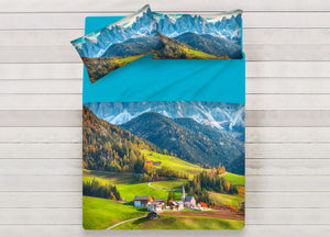 Lenzuola Copriletto Letto Sogni D'oro 100% Cotone Disegno Mountain D71 - Singolo - Mountain D71