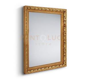 TANJA SPECCHIO DA PARETE CON CORNICE LAVORATA CON GANCI X INSTALLAZIONE ORIZZONTALE E VERTICALE ORO 55X70CM