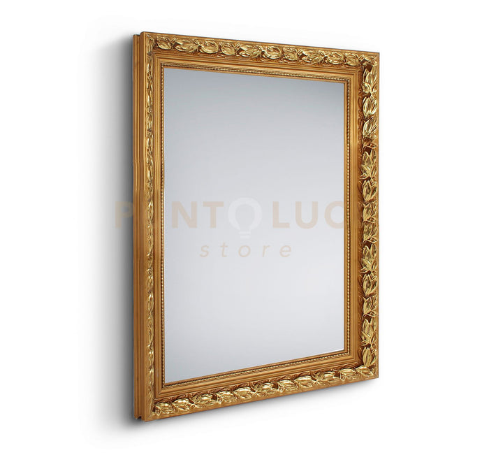 TANJA SPECCHIO DA PARETE CON CORNICE LAVORATA CON GANCI X INSTALLAZIONE ORIZZONTALE E VERTICALE ORO 55X70CM