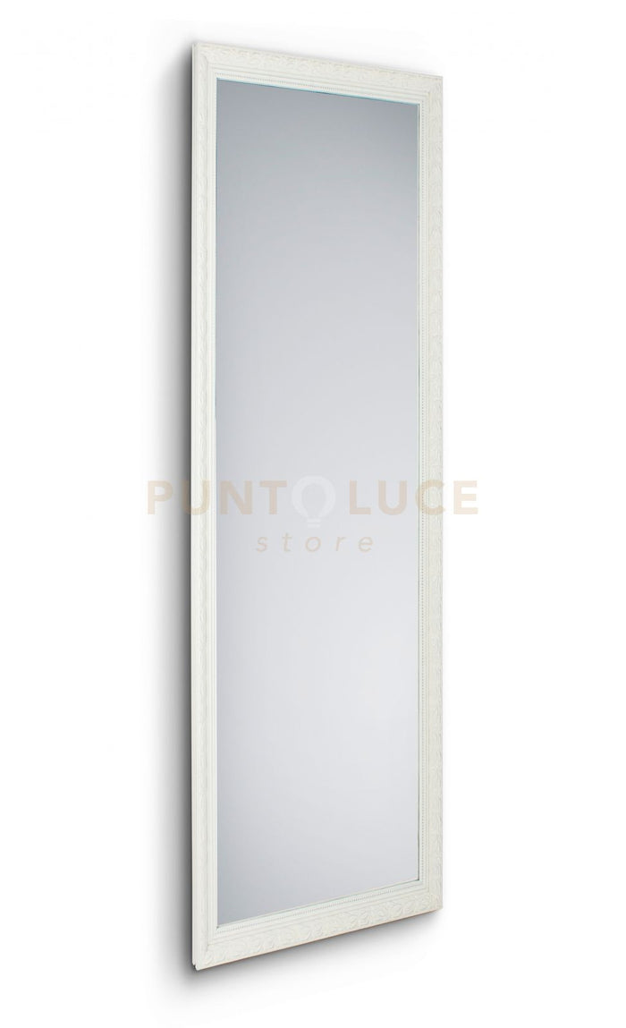 TANJA SPECCHIO DA PARETE CON CORNICE LAVORATA CON GANCI X INSTALLAZIONE ORIZZONTALE E VERTICALE 50X150CM BIANCO