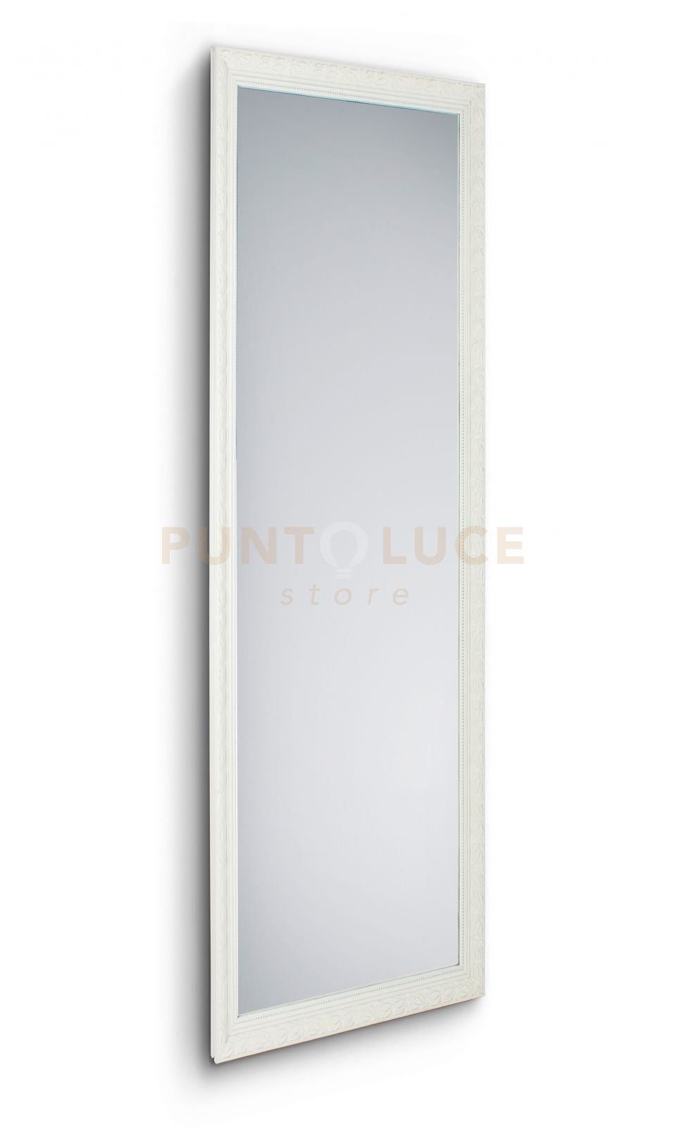 TANJA SPECCHIO DA PARETE CON CORNICE LAVORATA CON GANCI X INSTALLAZIONE ORIZZONTALE E VERTICALE 50X150CM BIANCO