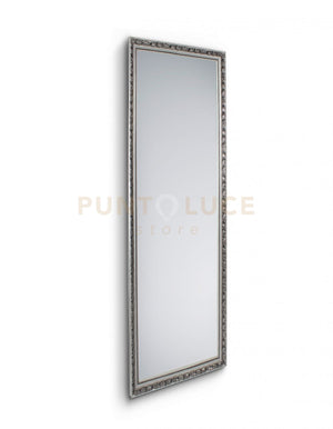 TANJA SPECCHIO DA PARETE CON CORNICE LAVORATA CON GANCI X INSTALLAZIONE ORIZZONTALE E VERTICALE 50X150CM ARGENTO
