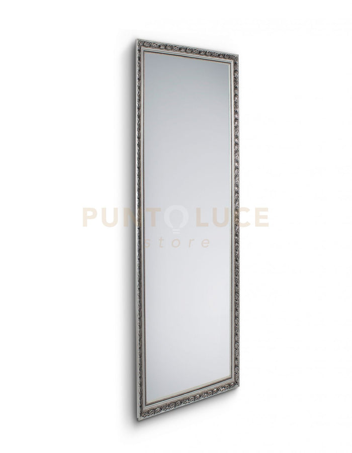 TANJA SPECCHIO DA PARETE CON CORNICE LAVORATA CON GANCI X INSTALLAZIONE ORIZZONTALE E VERTICALE 50X150CM ARGENTO