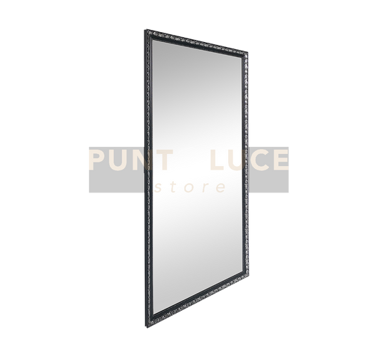 SONJA SPECCHIO DA PARETE CON CORNICE LAVORATA CON GANCI X INSTALLAZIONE ORIZZONTALE E VERTICALE 110X200CM NERO ARGENTO