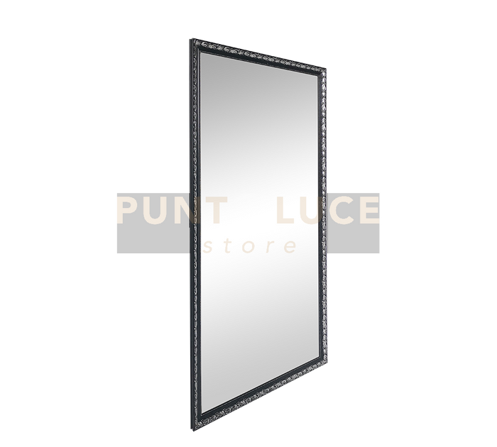 SONJA SPECCHIO DA PARETE CON CORNICE LAVORATA CON GANCI X INSTALLAZIONE ORIZZONTALE E VERTICALE 110X200CM NERO ARGENTO
