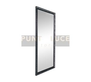 SONJA SPECCHIO DA PARETE CON CORNICE LAVORATA CON GANCI X INSTALLAZIONE ORIZZONTALE E VERTICALE 70X170CM NERO ARGENTO