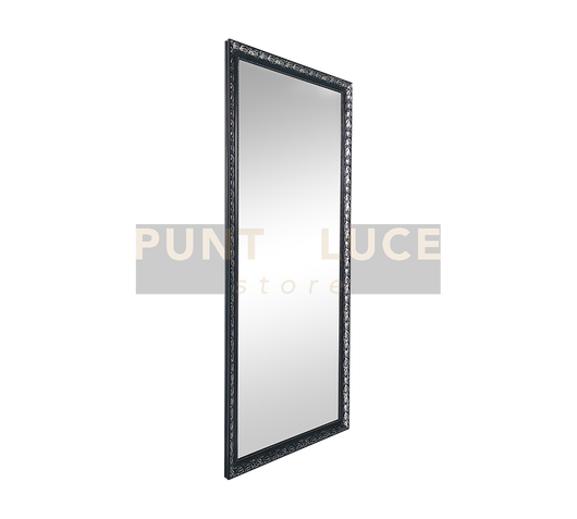 SONJA SPECCHIO DA PARETE CON CORNICE LAVORATA CON GANCI X INSTALLAZIONE ORIZZONTALE E VERTICALE 70X170CM NERO ARGENTO