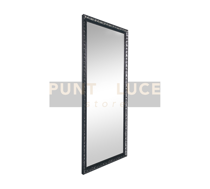 SONJA SPECCHIO DA PARETE CON CORNICE LAVORATA CON GANCI X INSTALLAZIONE ORIZZONTALE E VERTICALE 70X170CM NERO ARGENTO